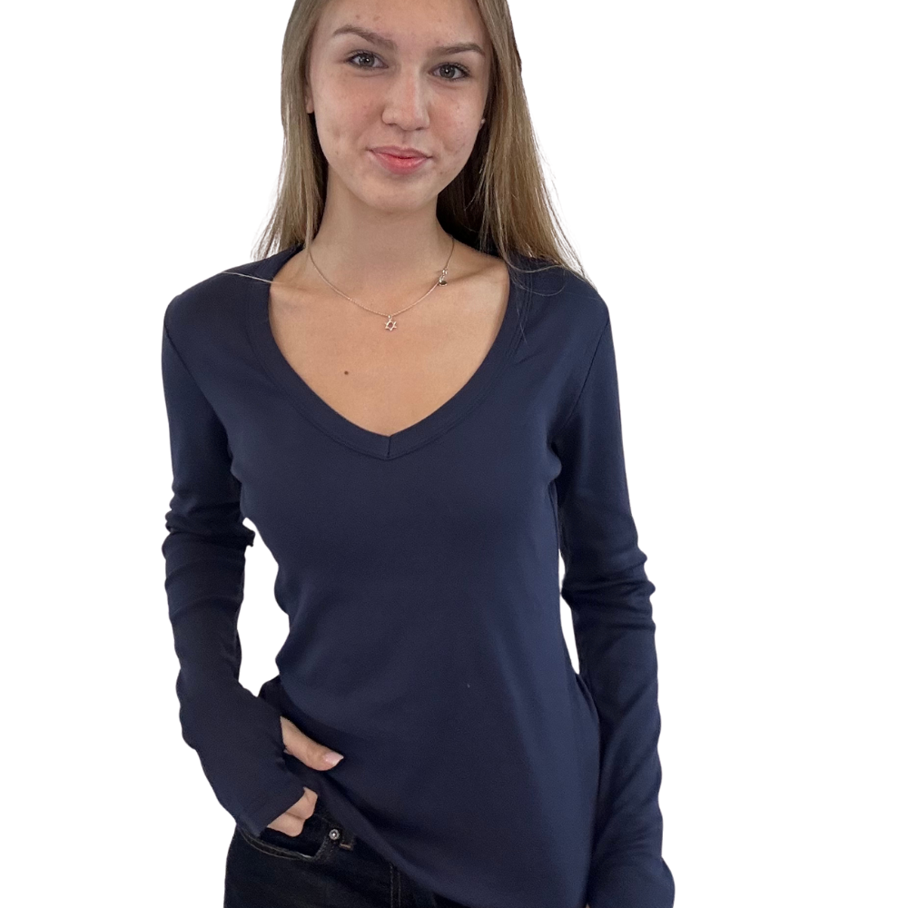 חולצה פיין ריב - וי כפפה