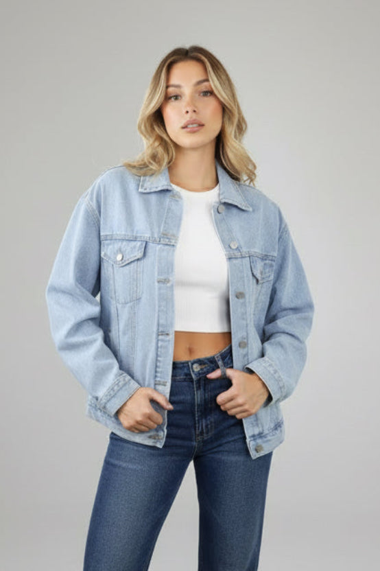 ג׳קט ג׳ינס אובר סייז כחול בהיר